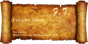 Forján Tünde névjegykártya